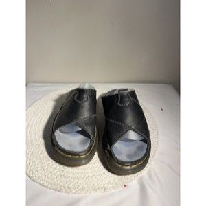 VINTAGE DR MARTENS WOMENS SLIP ON SANDALS BLACK LEATHER SIZE 5
